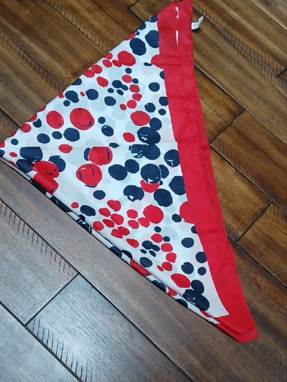 Vintage 1970s Mod Bold Geometric Square Scarf – Red, Navy Blue & White